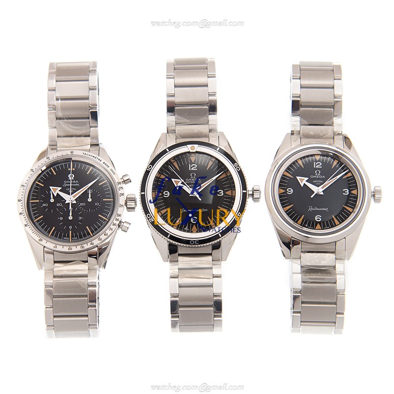 Omega OMEGATRILOGY1957SET Automatic Stainless Steel Case Black Dial Silver Strap Replica Watch - Image 2