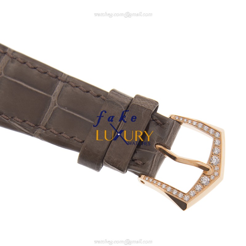 Patek Philippe 7150/250R-001 Replica Watch - Manual Wind - 18kt Rose Gold & Diamonds - White Dial - Image 4