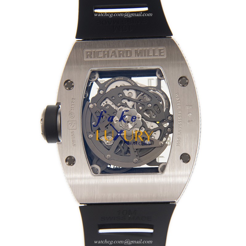 Richard Mille RM029-WG Replica Watch Automatic Stainless Steel Transparent Skull Dial Rubber Strap - Image 3