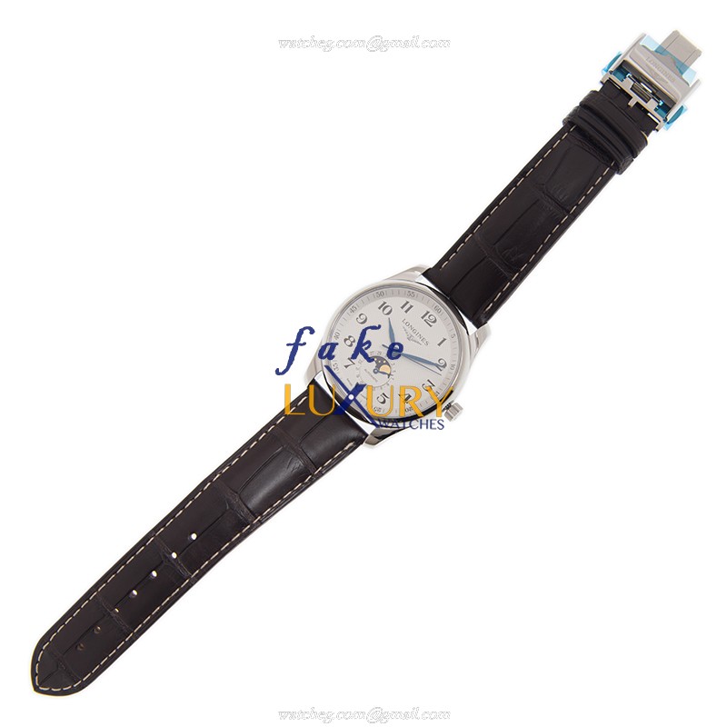 Longines L2.909.4.78.3 Master Replica Watch With Automatic Movement, White Dial, Brown Leather Strap - Image 2