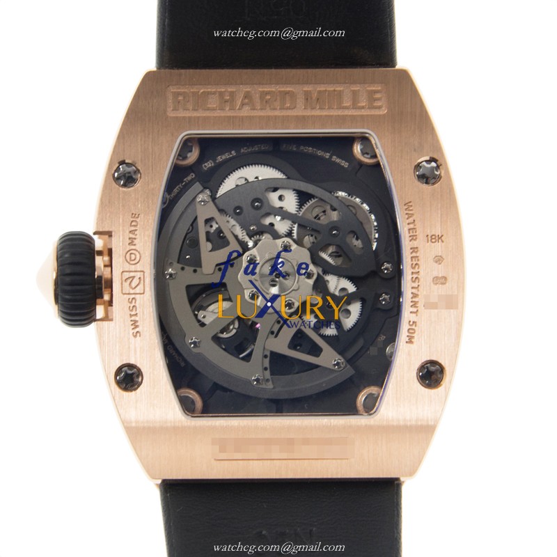 Richard Mille RM023-RG-MED-BK STRAP Automatic Replica Watch 18kt Rose Gold Diamonds Silver Dial - Image 3