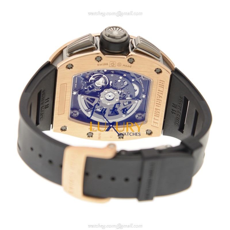 Richard Mille RM11-02 Automatic 18kt Rose Gold Black Dial Rubber Replica Watch - Image 4