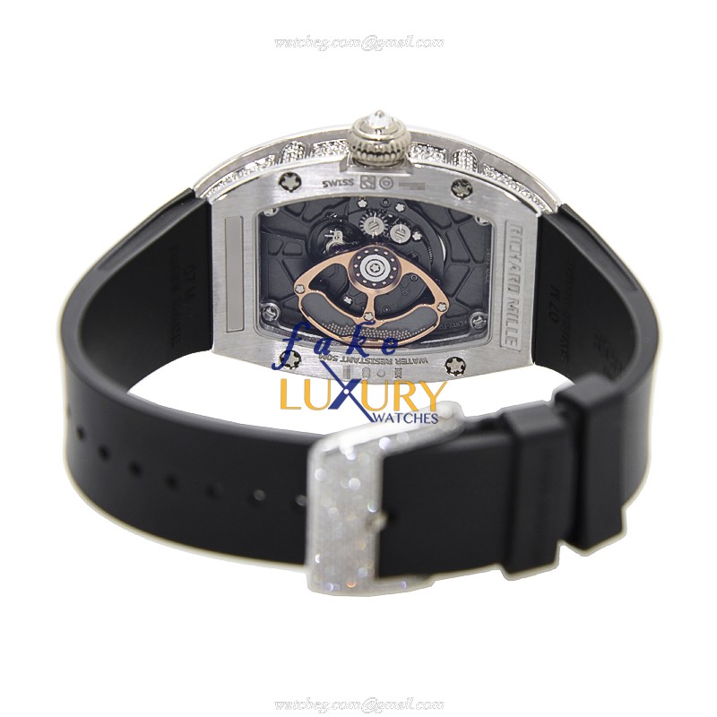 Richard Mille RM007 Ladies Automatic 18kt White Gold Transparent Skull Dial Replica Watch - Image 4