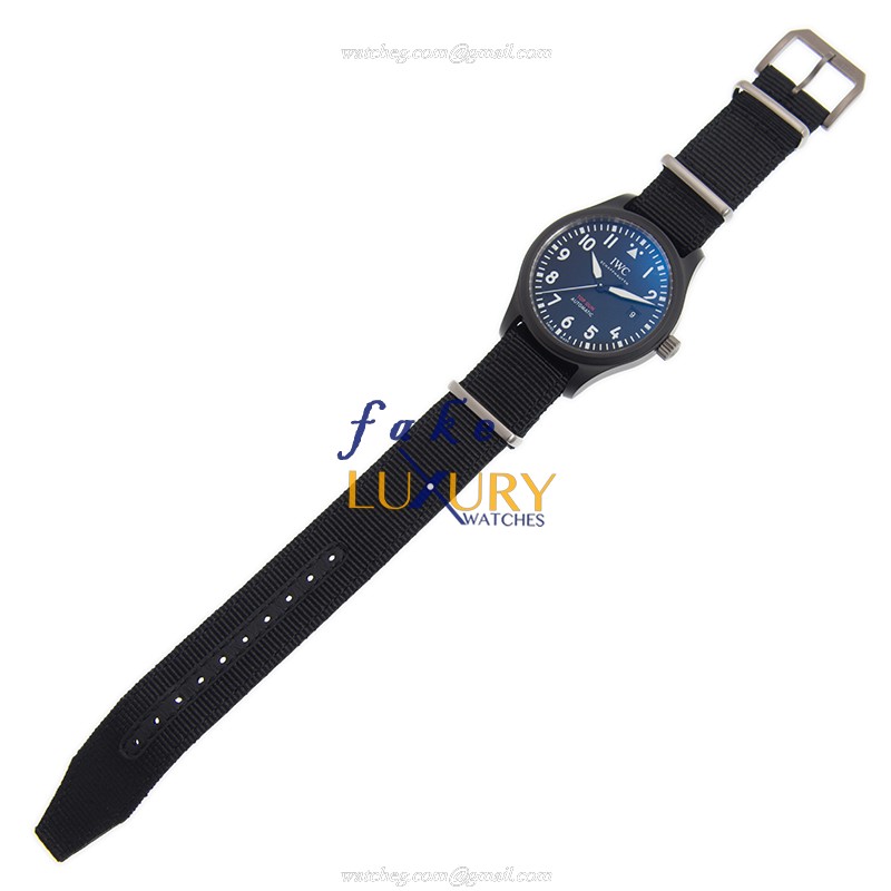 IWC IW326901 Pilots Automatic Ceramic Replica Watch, Black Dial Canvas Strap - Image 2