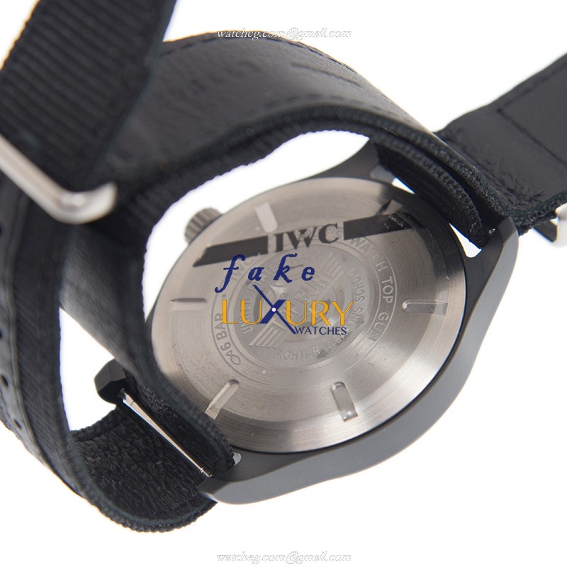 IWC IW326901 Pilots Automatic Ceramic Replica Watch, Black Dial Canvas Strap - Image 3