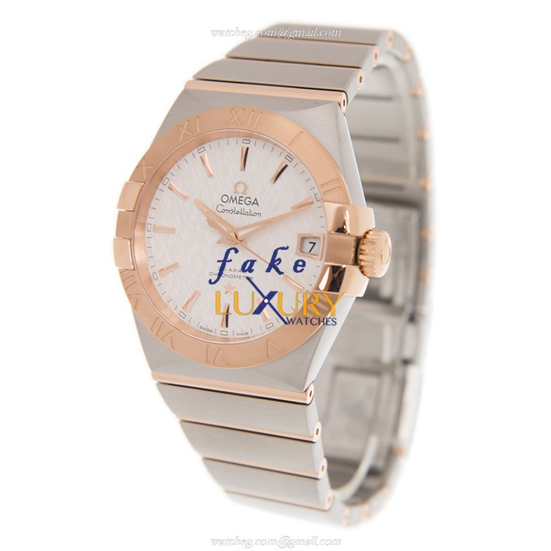 Omega Constellation 123.20.38.21.02.007 Automatic 18kt Rose Gold Steel White Dial Replica Watch - Image 4