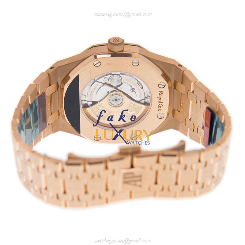 Audemars Piguet Royal Oak 15413OR.YY.1220OR.01 Replica Watch with Gold Dial Rose Gold Strap - Image 4