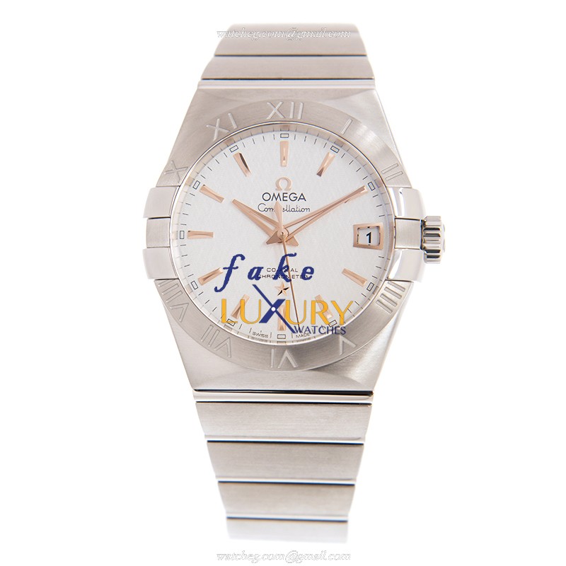 Omega 123.10.38.21.02.002 Automatic Stainless Steel Replica Watch - White Dial, Silver Strap - Image 2