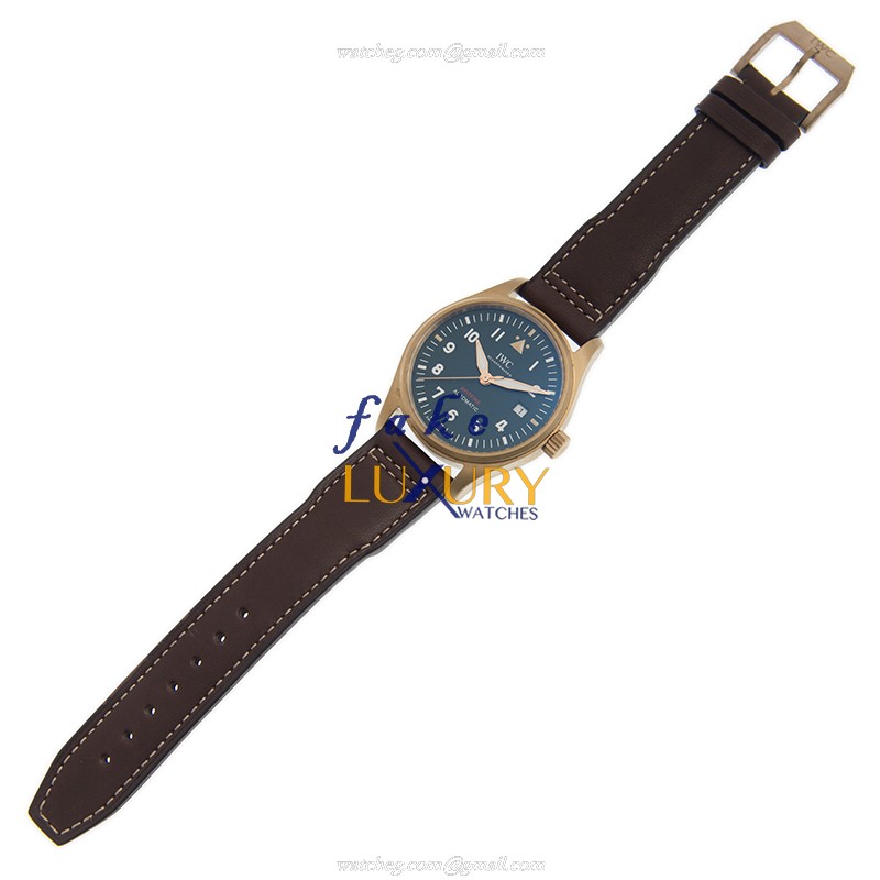 IWC IW326802 SPITFIRE Replica Watch Automatic Bronze Case Green Dial Leather Strap - Image 2
