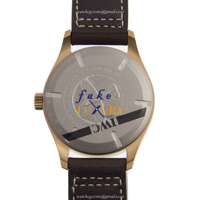 IWC IW326802 SPITFIRE Replica Watch Automatic Bronze Case Green Dial Leather Strap - Image 3