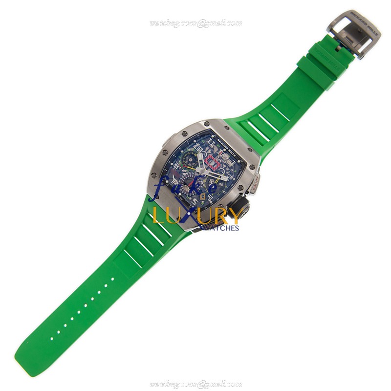 Richard Mille RM11-02 TI - Replica Watch - Automatic - Titanium Case - Black Dial - Green Rubber - Image 2