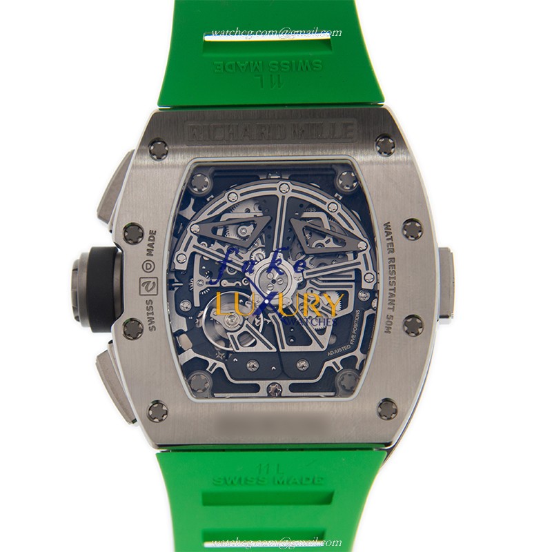 Richard Mille RM11-02 TI - Replica Watch - Automatic - Titanium Case - Black Dial - Green Rubber - Image 3
