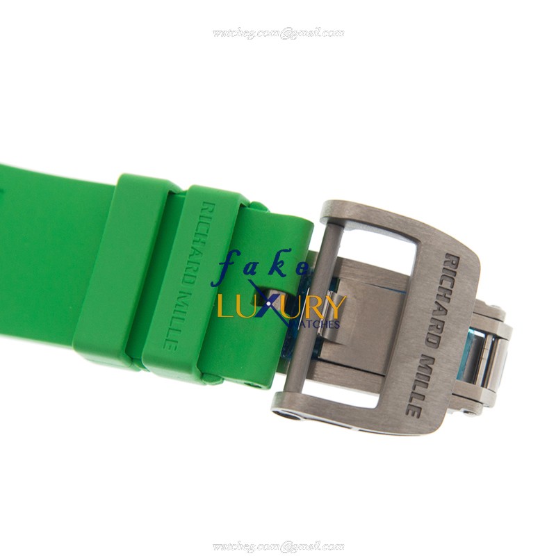 Richard Mille RM11-02 TI - Replica Watch - Automatic - Titanium Case - Black Dial - Green Rubber - Image 4
