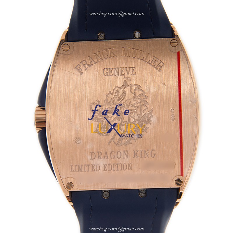 Franck Muller V 45 SC DT DIA DRAGON KING VANGUARD Automatic 18kt Rose Gold Silver Dial Blue Leather - Image 3
