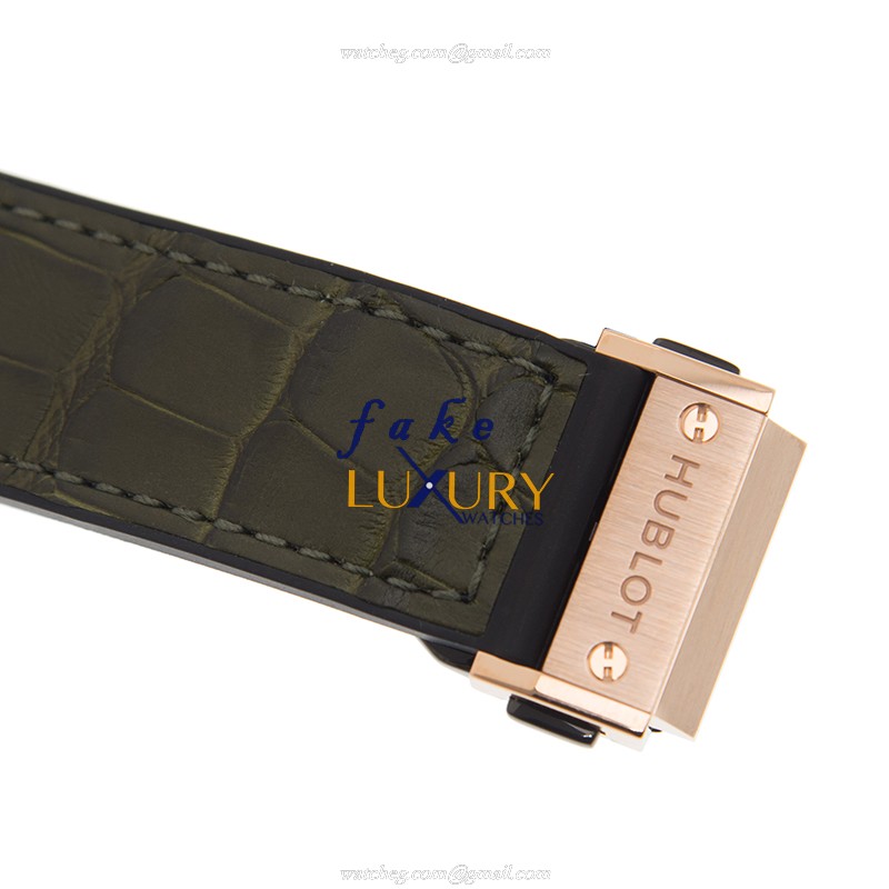 Hublot 542.OX.8980.LR Classic Fusion Auto 18kt Rose Gold Replica Watch - Purple Dial, Green Leather - Image 4