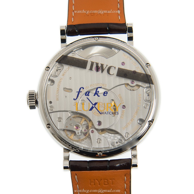IWC IW516401 Portofino Manual Wind Stainless Steel White Dial Brown Alligator Strap Replica Watch - Image 3