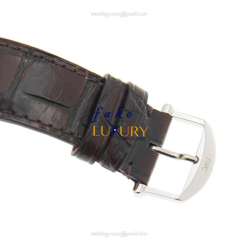 IWC IW516401 Portofino Manual Wind Stainless Steel White Dial Brown Alligator Strap Replica Watch - Image 4