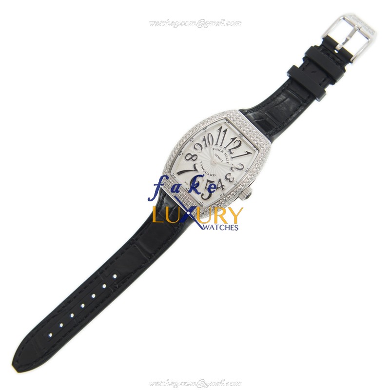 Franck Muller V 32 QZ D AC.NR Vanguard Replica Watch, White Dial, Steel & Diamonds Case, Quartz - Image 2