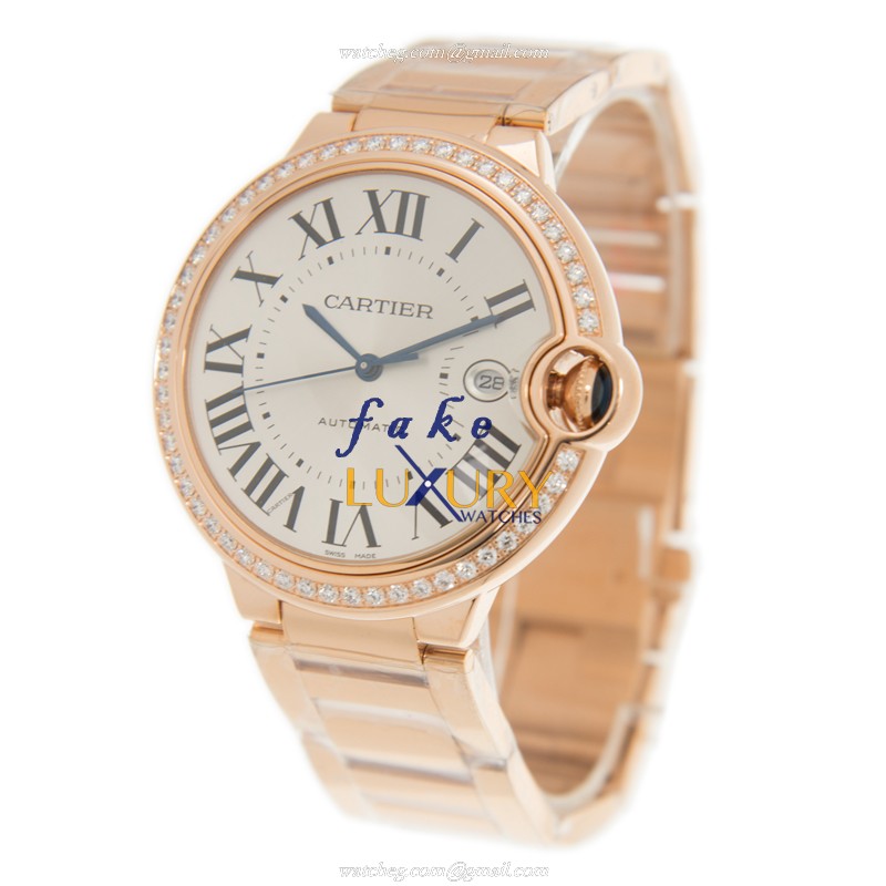 Cartier WJBB0038 Ballon Bleu Replica Watch, Automatic, White Dial, 18kt Rose Gold & Diamonds - Image 3