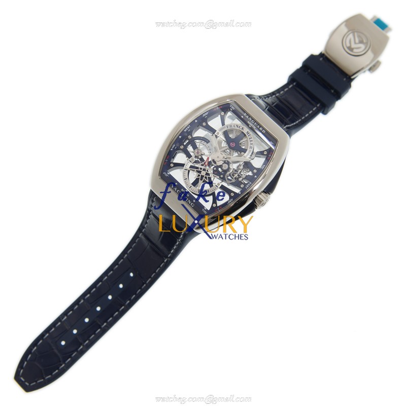 Franck Muller Vanguard V 45 S6 SQT YACHTING ANC AC.BL - Manual Wind - Blue Leather - Replica Watch - Image 2