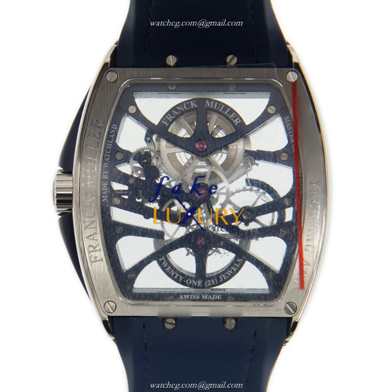 Franck Muller Vanguard V 45 S6 SQT YACHTING ANC AC.BL - Manual Wind - Blue Leather - Replica Watch - Image 3