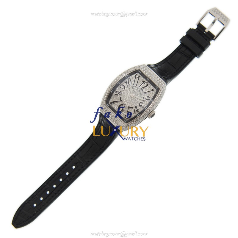 Franck Muller V 32 QZ D CD AC.NR Quartz Stainless Steel & Diamond Bezel Replica Watch - Image 2