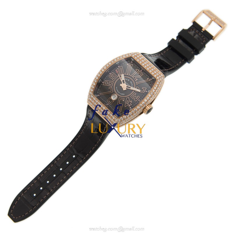 V 45 SC DT D 5N.NR - Franck Muller Vanguard Replica Watch Automatic 18kt Rose Gold Diamonds Black - Image 2