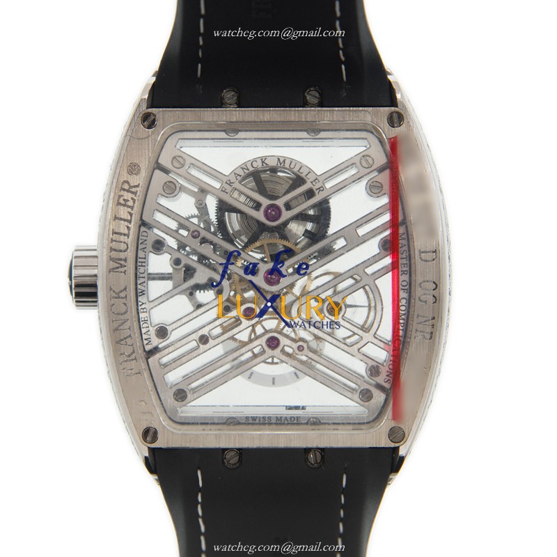 Franck Muller V 45 S6 SQT D OG.NR VANGUARD | Manual Wind | 18kt White Gold & Diamond | Transparent - Image 3