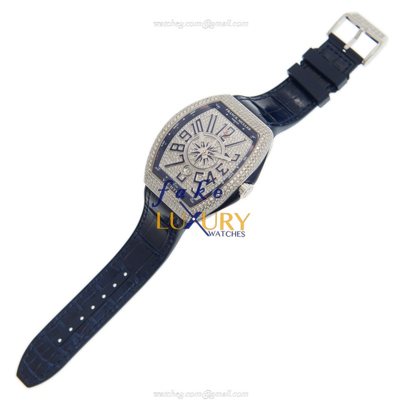 Franck Muller V 45 SC DT D CD YACHTING OG.BL Replica Watch, Automatic, Blue Dial, 18kt White Gold & - Image 2