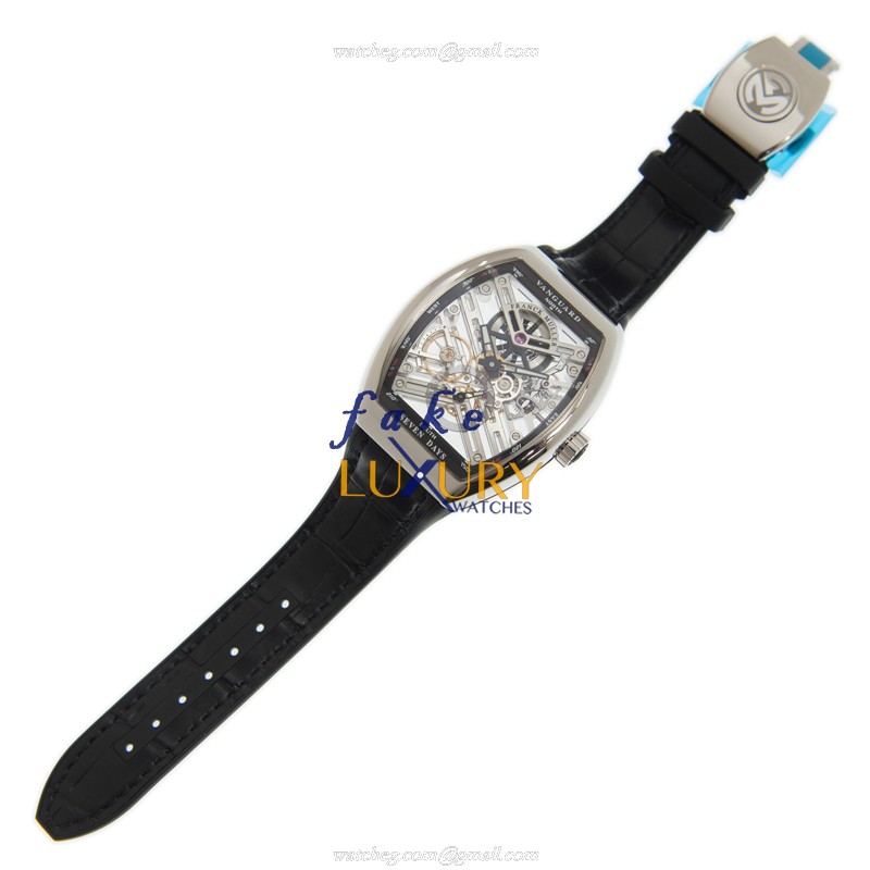 Franck Muller V41 S6 SQT AC.NR Manual Wind Stainless Steel Transparent Skull Dial Leather Strap - Image 2