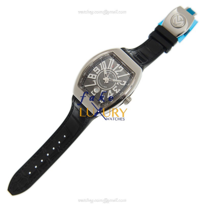 Franck Muller V 41 SC DT AC.TT VANGUARD Gray Dial Automatic Steel Leather Replica Watch - Image 2