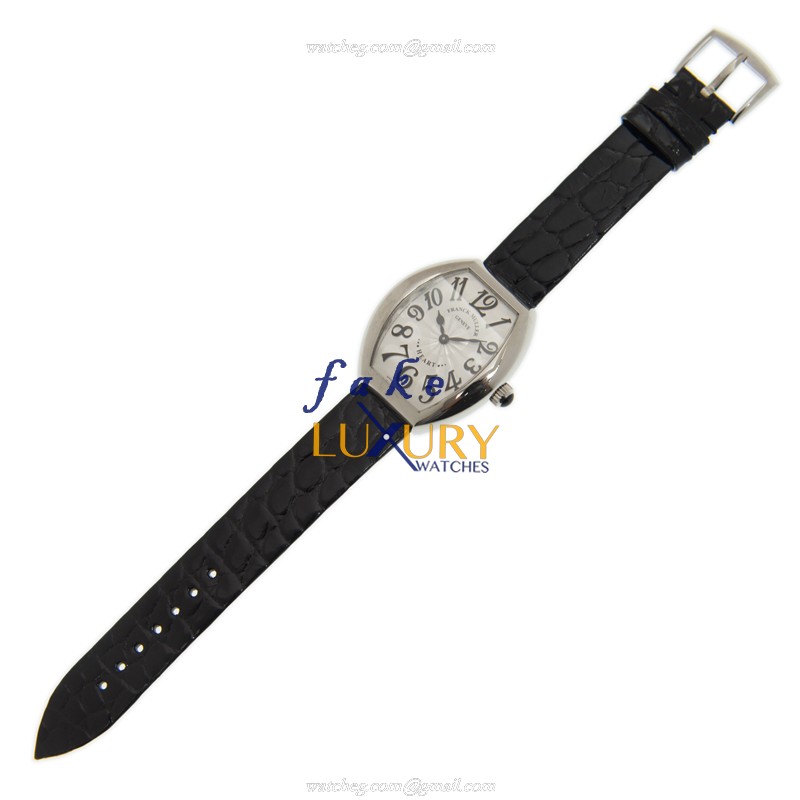 Franck Muller 5002 L QZ AC-BLACK HEART Quartz Steel Silver Dial Leather Replica Watch - Image 2