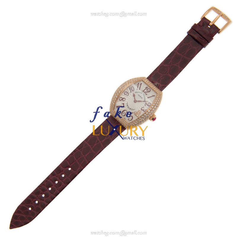 Franck Muller 5002 L QZ D C4 CD 5N HEART Quartz 18kt Rose Gold Replica Watch, Swiss Movement, White - Image 2