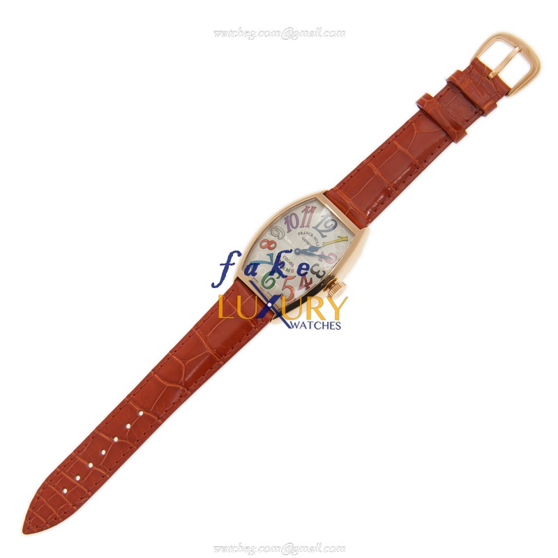 Franck Muller 5852 QZ COL DRM 5N Quartz Cintree Curvex 18kt Rose Gold Replica Watch with White Dial - Image 2