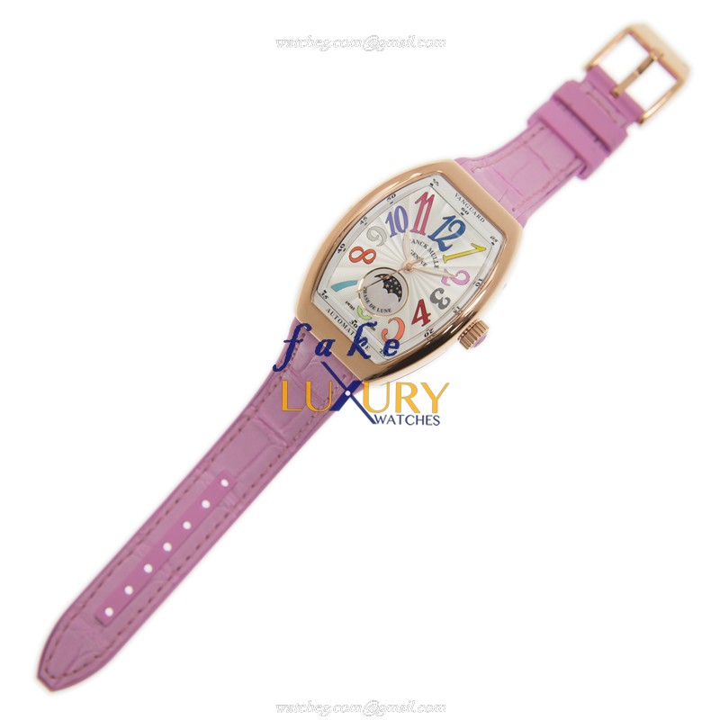 Franck Muller V32SCATFOLCOLDRM5N.RS Ladies Auto 18kt Rose Gold Case Sapphire Crystal White Dial - Image 2