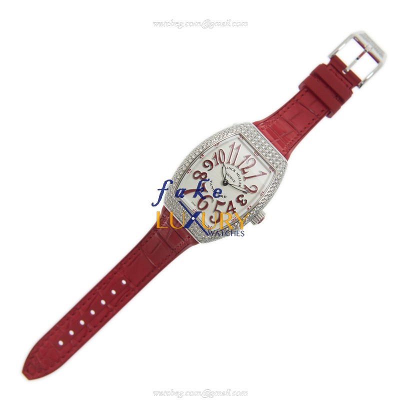 Franck Muller Vanguard V 32 QZ D AC.RG Quartz White Dial Red Leather Replica Watch - Image 2