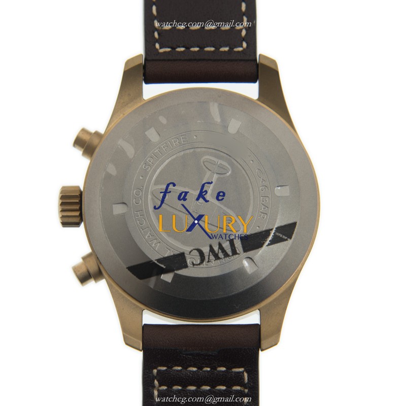IWC IW387902 Spitfire Replica Watch, Automatic, Green Dial, Bronze Case, Brown Leather Strap - Image 4