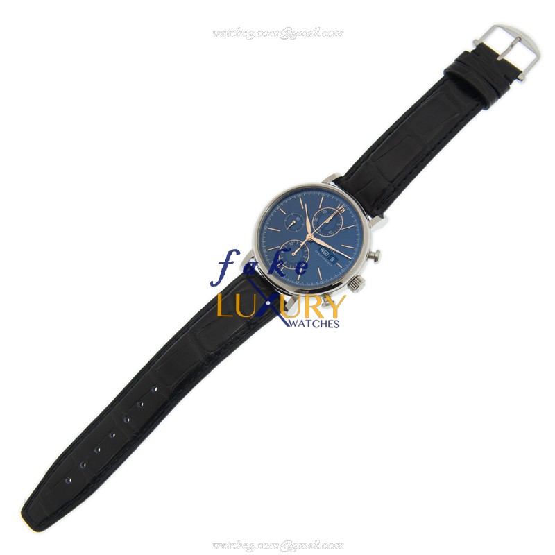 IWC Portofino IW391036 Replica Watch With Automatic Movement, Blue Dial, Steel Case, Brown Leather - Image 2