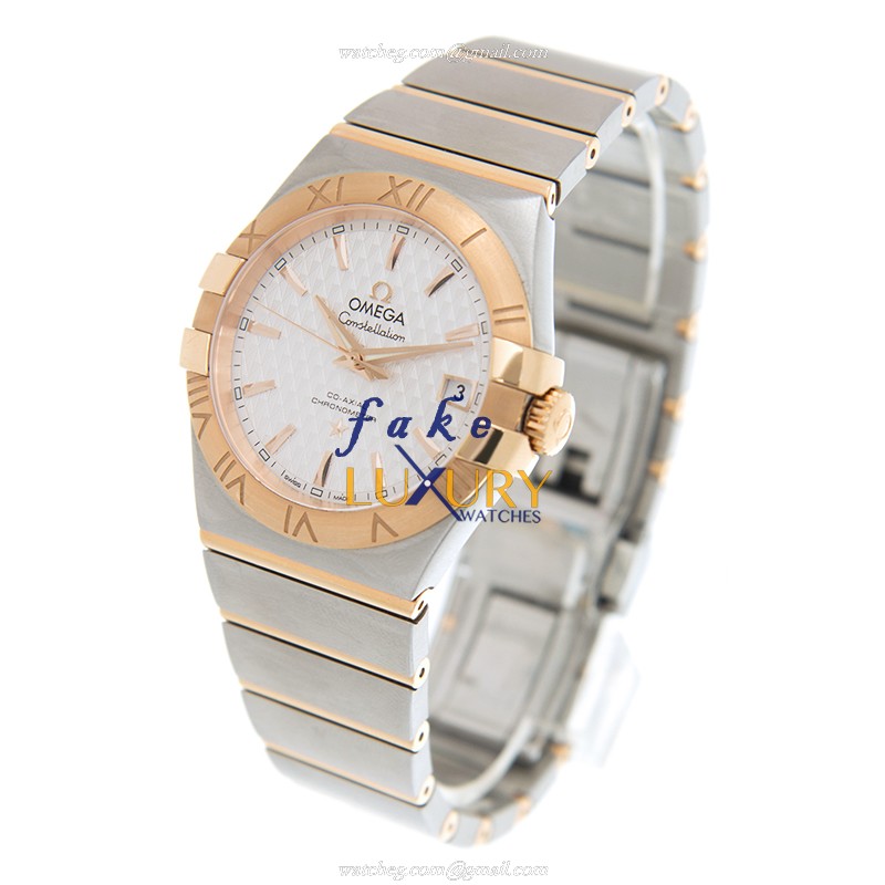 Omega Constellation 123.20.35.20.02.005 Replica Watch, Automatic, Silver Dial, Rose Gold & Steel - Image 3