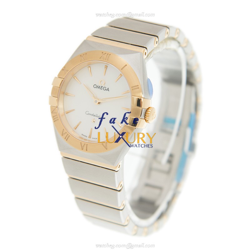 Omega 131.20.28.60.05.002 Constellation Quartz 18kt Gold Steel Replica Watch - White Dial Silver - Image 3