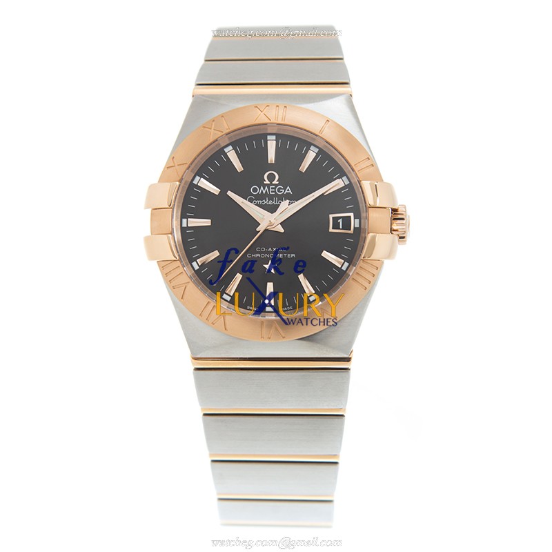 Omega 123.20.35.20.06.002 Constellation Replica Watch, Gray Dial, Rose Gold & Steel, Automatic - Image 2