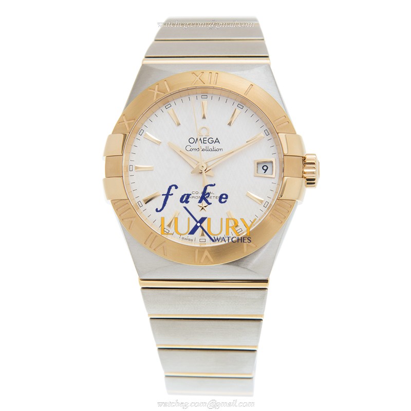 Omega Constellation 123.20.38.21.02.006 Replica Watch, Silver Dial, 18kt Gold & Steel Case - Image 2