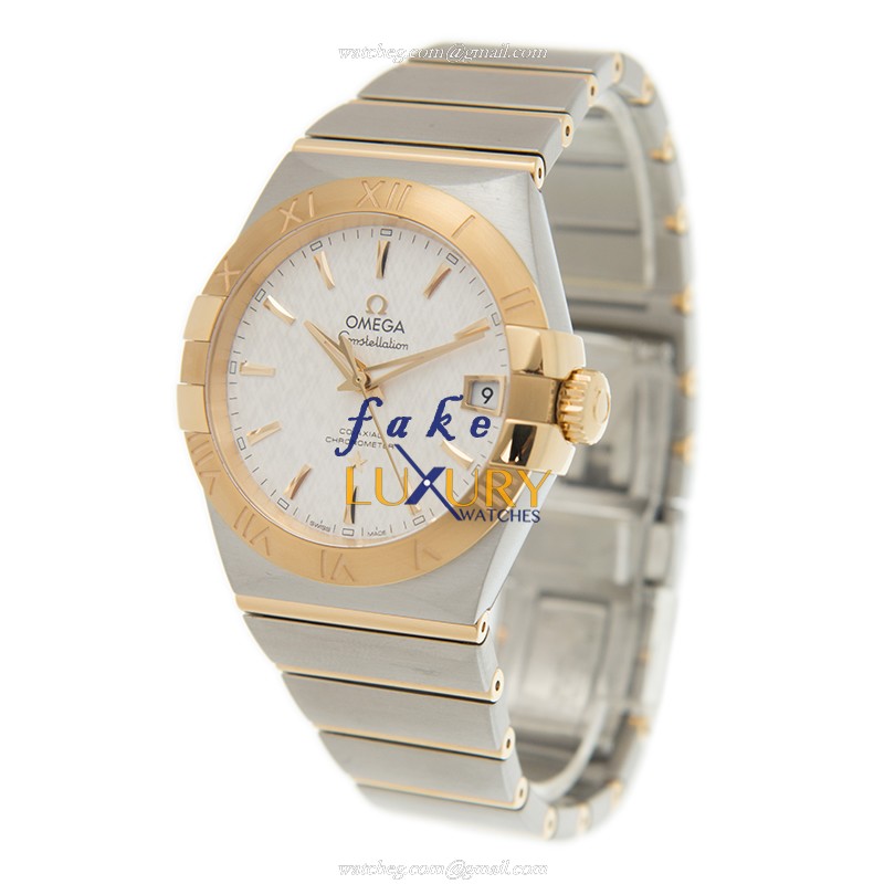 Omega Constellation 123.20.38.21.02.006 Replica Watch, Silver Dial, 18kt Gold & Steel Case - Image 3