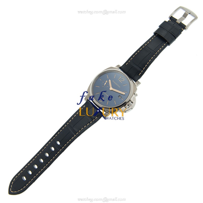 Panerai PAM00927 LUMINOR Auto PVD Titanium Replica Watch, Swiss Movement, Blue Dial & Alligator - Image 2