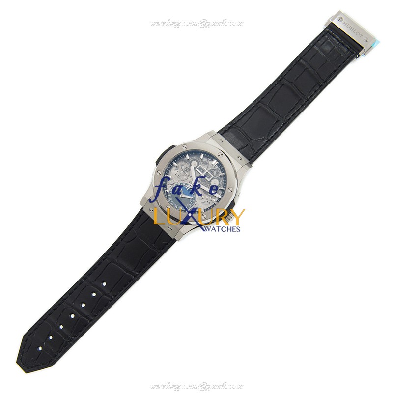 Hublot Classic Fusion 547.NX.0170.LR Replica Watch, Automatic, Titanium, Skull Dial, Black Alligator - Image 2