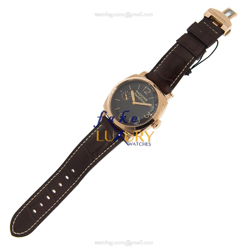 Panerai PAM00398 Radiomir Replica Watch, Manual Wind, 47mm 18kt Rose Gold, Black Dial, Brown - Image 2