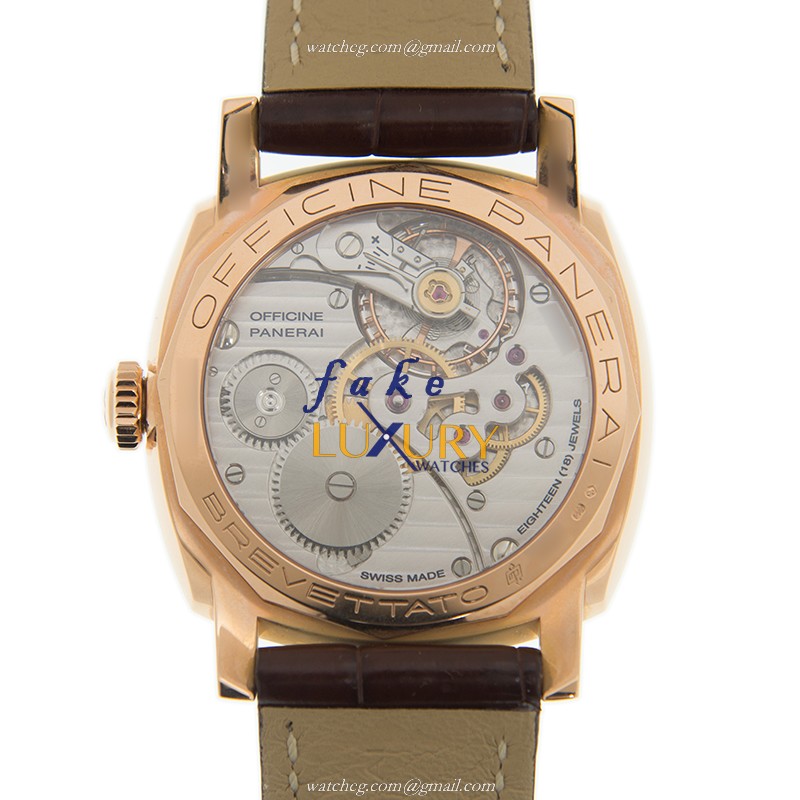 Panerai PAM00398 Radiomir Replica Watch, Manual Wind, 47mm 18kt Rose Gold, Black Dial, Brown - Image 3