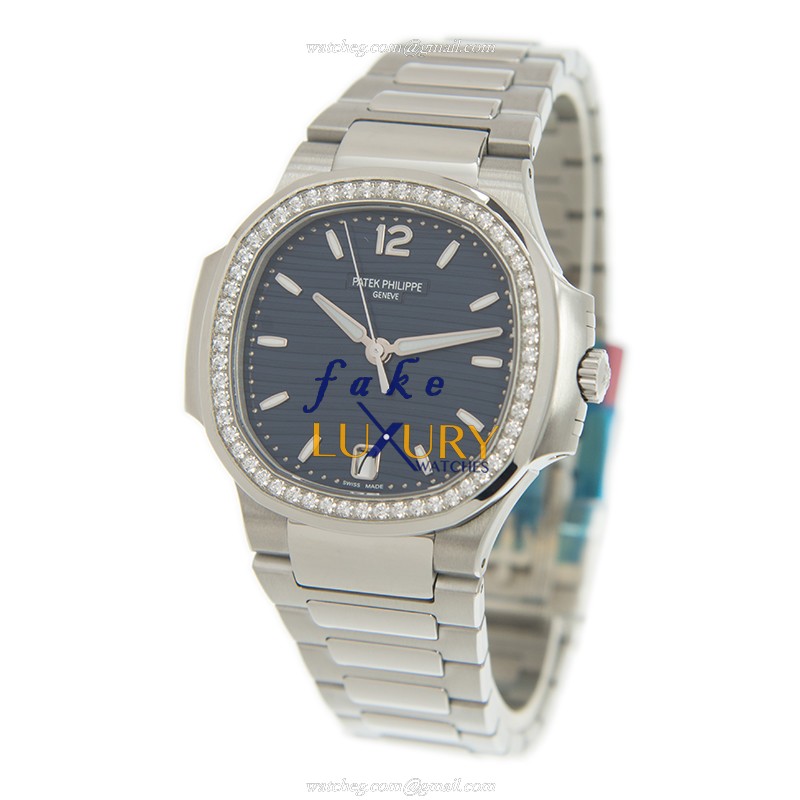 Patek Philippe 7118/1200A-001 Nautilus Replica Watch, 35.2mm Automatic, Blue Dial, Steel & Diamonds - Image 3