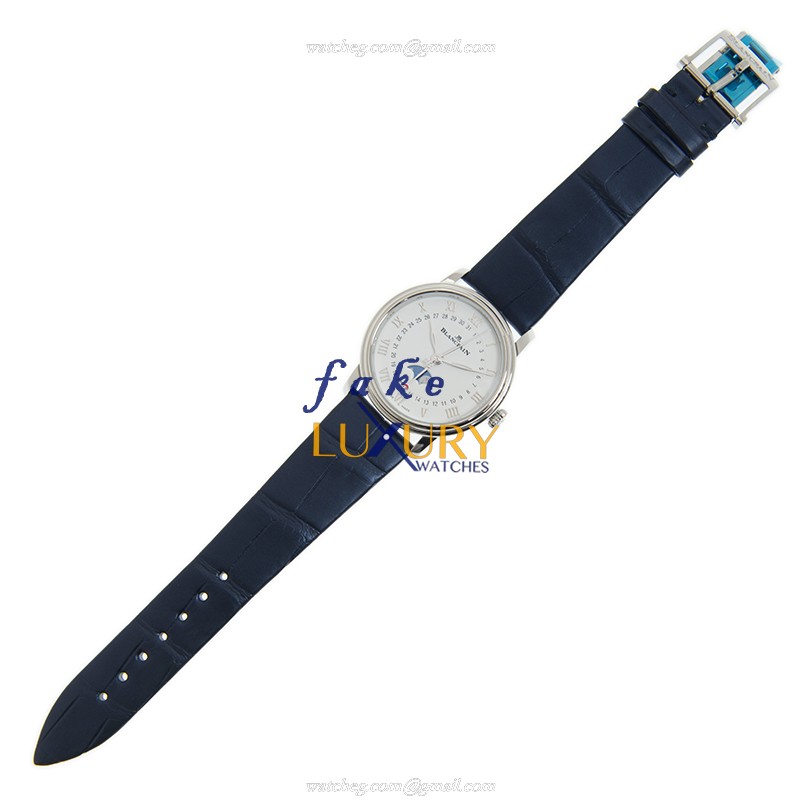 Blancpain Classic 6126-1127-55B Automatic Stainless Steel Diamonds Blue Alligator Replica Watch - Image 2