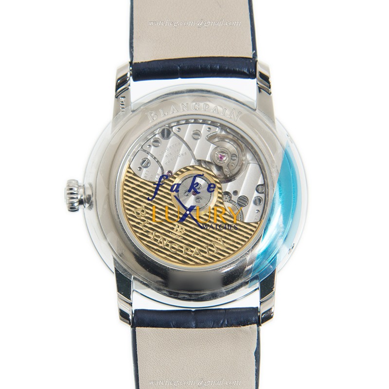 Blancpain Classic 6126-1127-55B Automatic Stainless Steel Diamonds Blue Alligator Replica Watch - Image 3